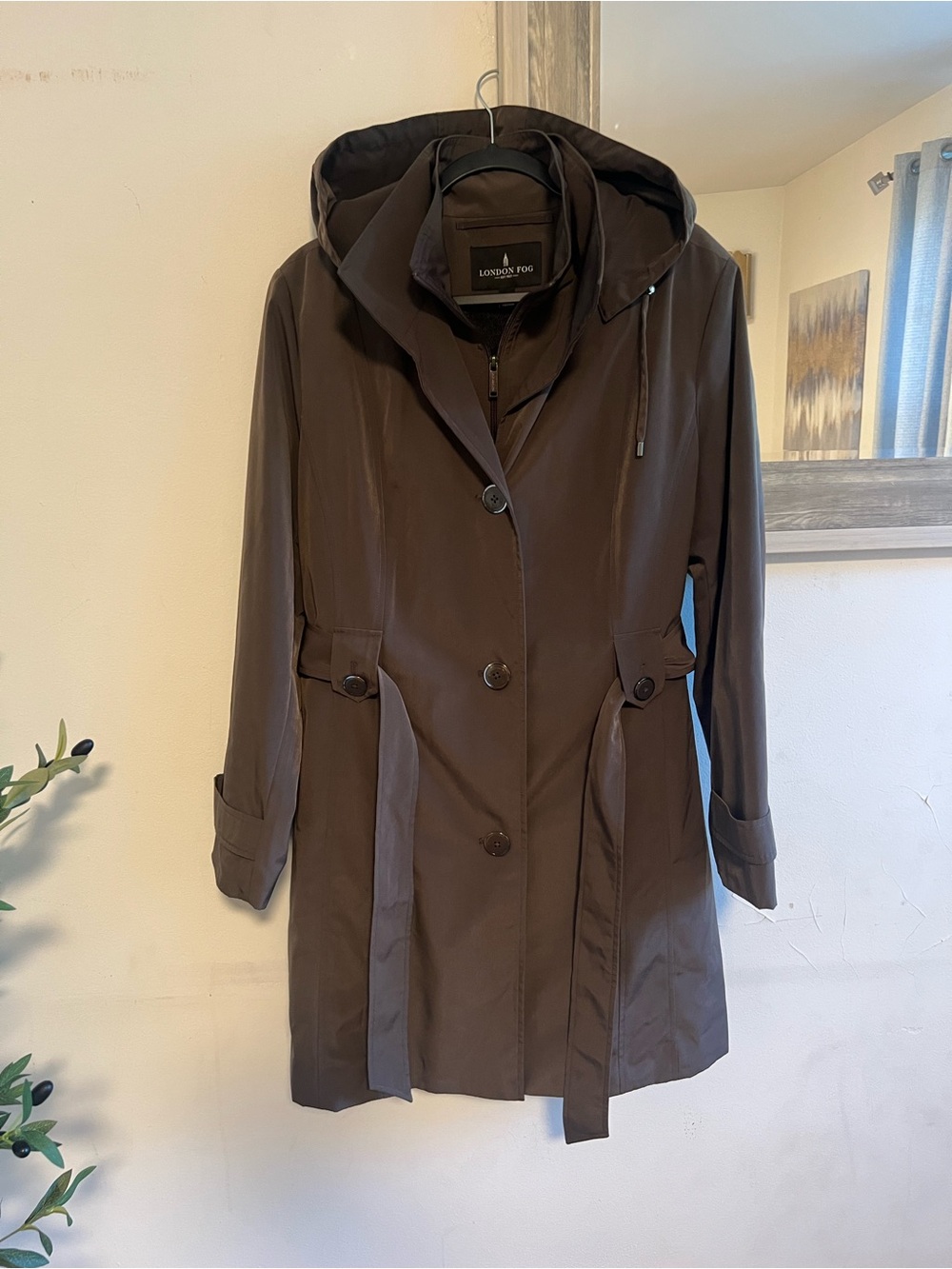 London Fog Women's Hooded Trench Coat - Dark Brown